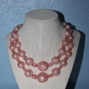 Vintage Coro Pink Chunky Bead Necklace